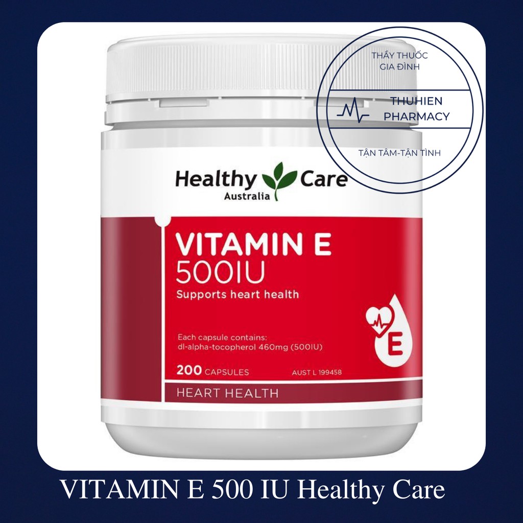 VITAMIN E Healthy Care Úc - Làm đẹp da, cân bằng nội tiết. (Lọ 200 viên)