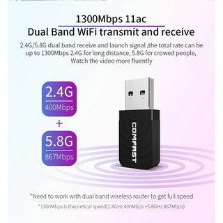 USB Thu WiFi COMFAST Có Hỗ Trợ 5Ghz 650Mbps-1300Mbps