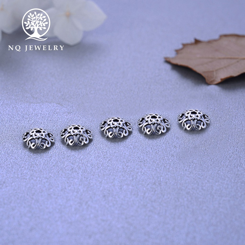 Charm bạc chụp hạt họa tiết - NQ Jewelry