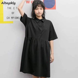 ĐẦM BABYDOLL ĐEN CỔ ÁO SƠ MI