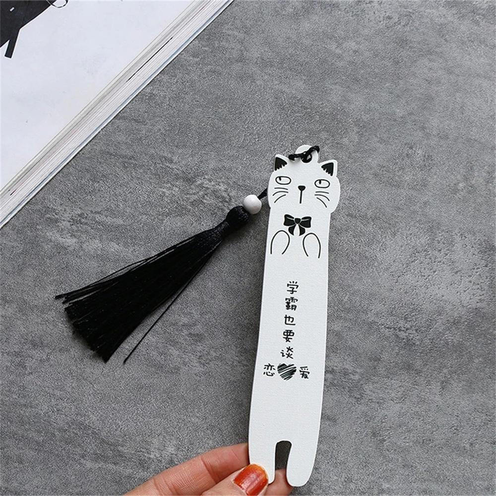 Bút Đánh Dấu Trang Sách Hình Mèo Hoạt Hình Phối Dây Tua Rua Dành Cho Văn Phòng