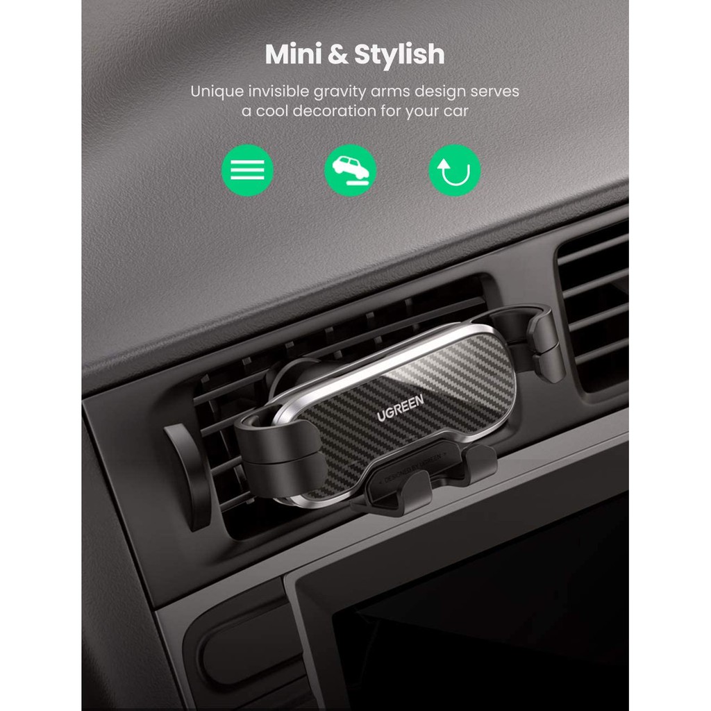 Giá đỡ điện thoại trên xe hơi thông minh xoay góc 360 độ chính hãng UGREEN 80539 - Hàng chính hãng - Bảo hành 18 tháng