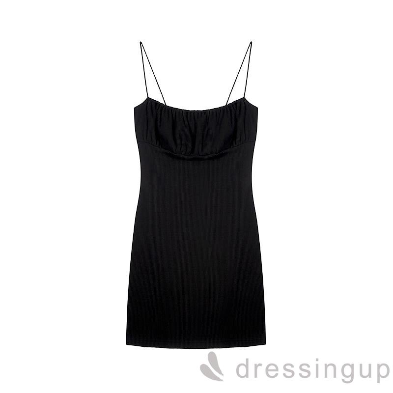 Đầm Mini Hai Dây Ôm Dáng Màu Trơn Hở Lưng Cắt Thấp Thời Trang Mùa Hè Cho Nữ