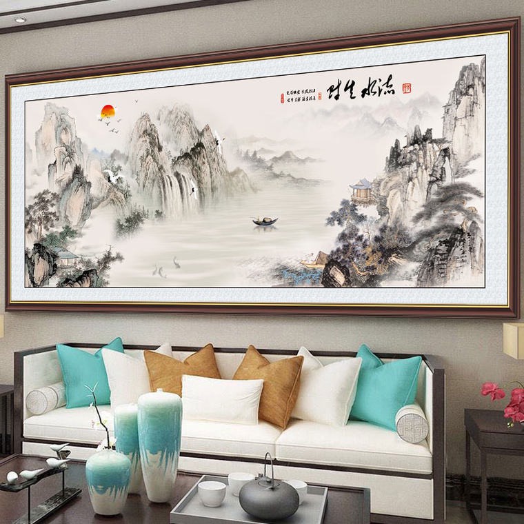 Tranh thêu chữ thập - Tranh phong cảnh Thủy mặc 09 - 150*60 cm