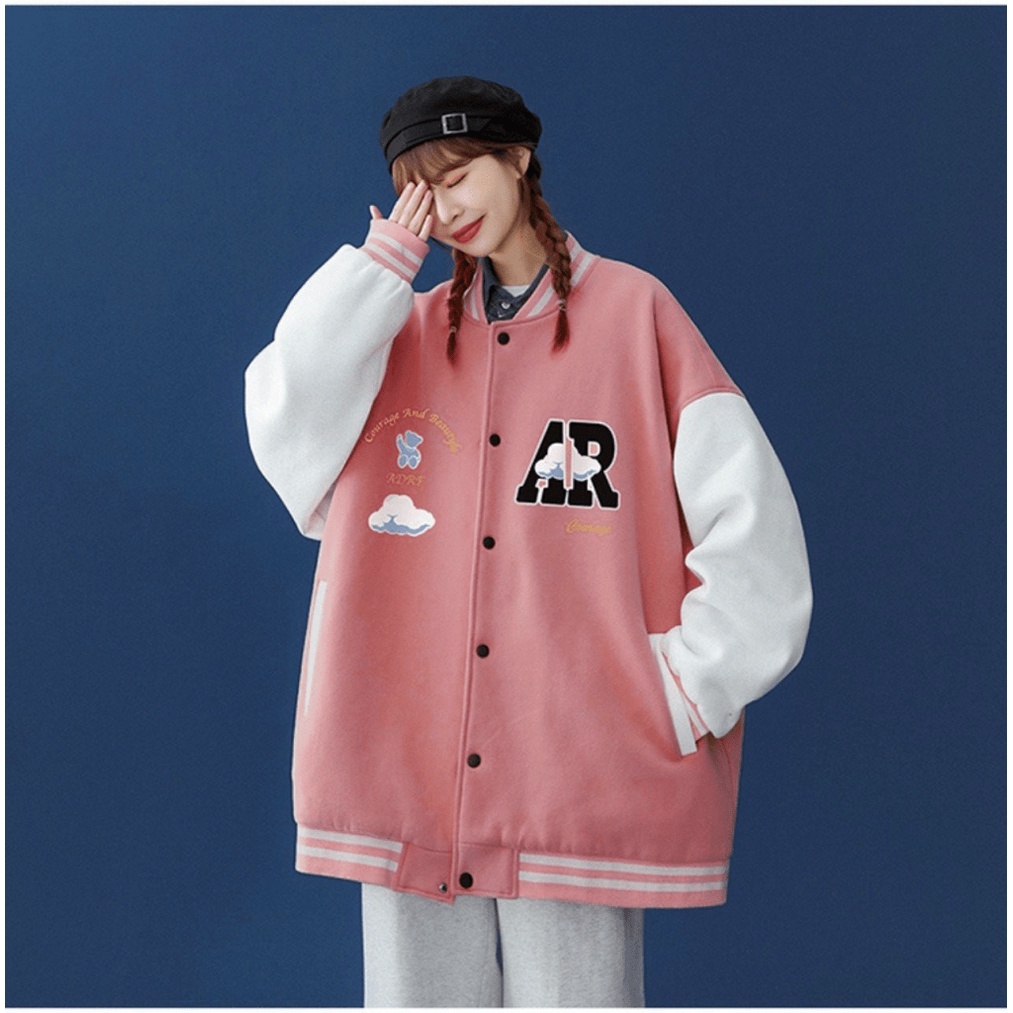 (FREE SHIP) ÁO KHOÁC BOMBER NAM NỮ HỌA TIẾT ĐÁM MÂY AR  PHỐI TAY TRẮNG SIÊU XINH TK 2022