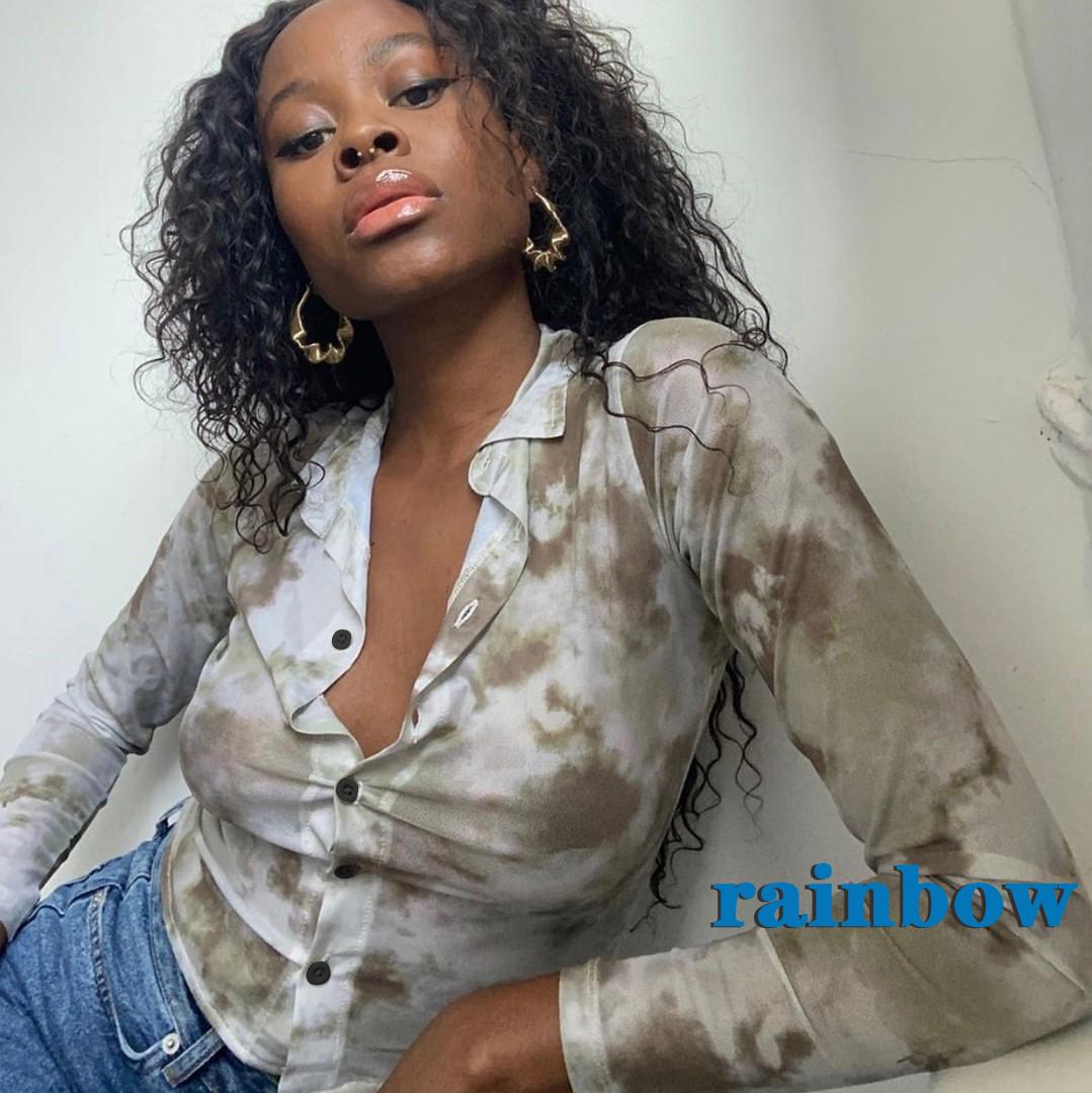 //Áo Sơ Mi Nữ Tay Dài Họa Tiết Sọc Cầu Vồng Cá Tính | BigBuy360 - bigbuy360.vn