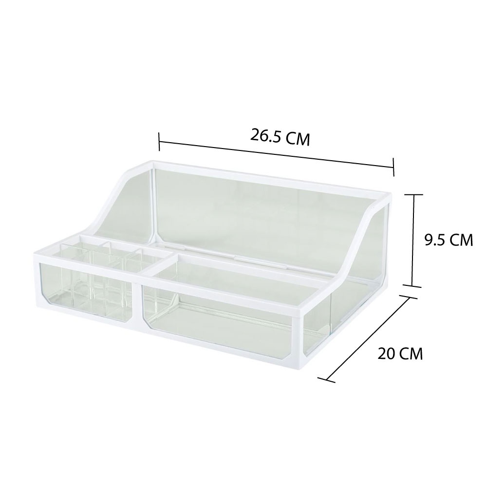 HomeBase STACKO Hộp đựng đồ trang điểm bằng thủy tinh Thái Lan W26.5x9.5xD20cm màu trắng trong