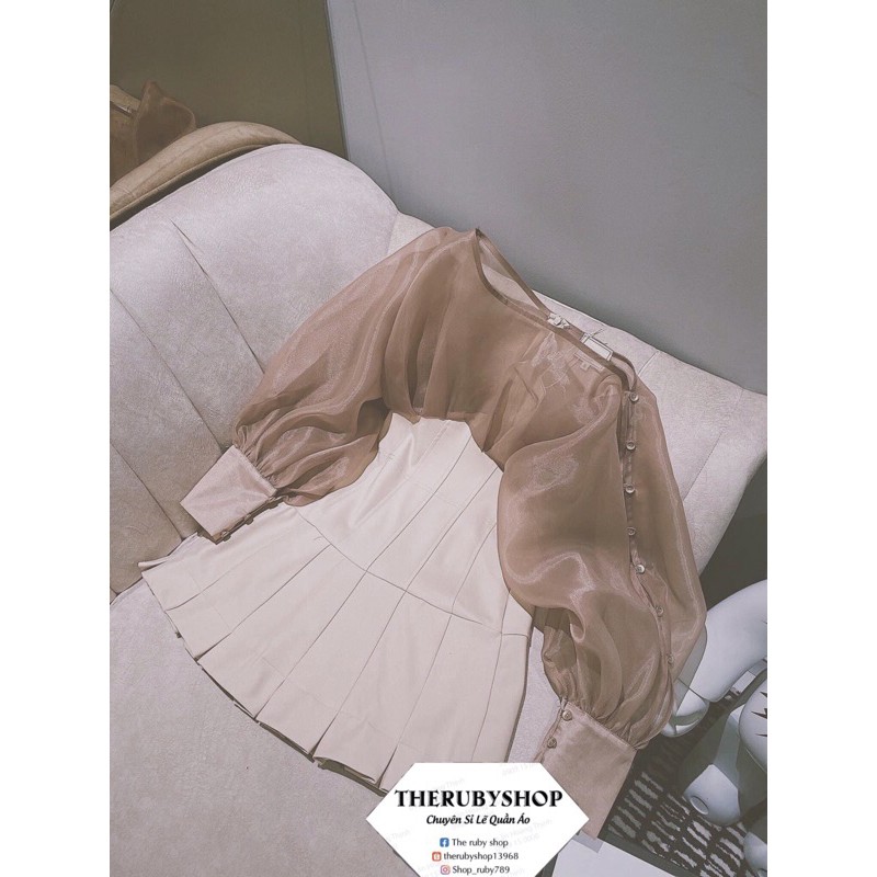 Đầm phối tay voan