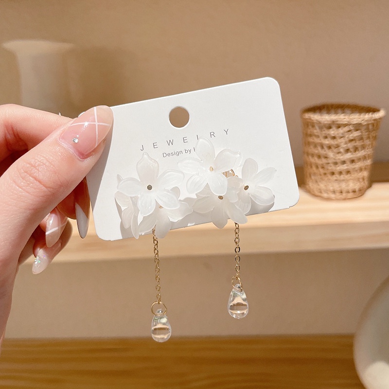 (MớI) Bông Tai HìNh Hoa ĐíNh NgọC Trai Giả Xinh X