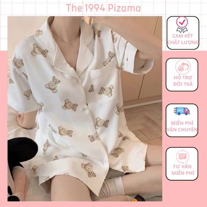SET ĐỒ NGỦ CỘC TAY NỮ NHIỀU HỌA TIẾT 🍒 BỘ PIZAMA MẶC NHÀ CHẤT LỤA THÁI MÁT MỊN