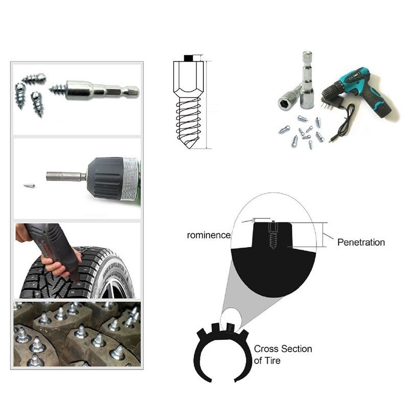 Bộ 10 Đinh Vít Chống Trượt Gắn Lốp Xe Hơi / Xe Máy / Xe Tải Chất Lượng Cao
