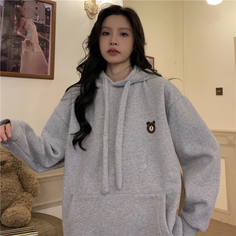 Áo hoodie nam nữ chất nỉ bông 2 lớp dày đẹp in hình gấuu