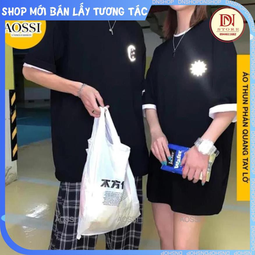 Áo thun phản quang tay lỡ SUN and MOON - form Unisex chất Cotton mát mịn hot trend 0nlshop