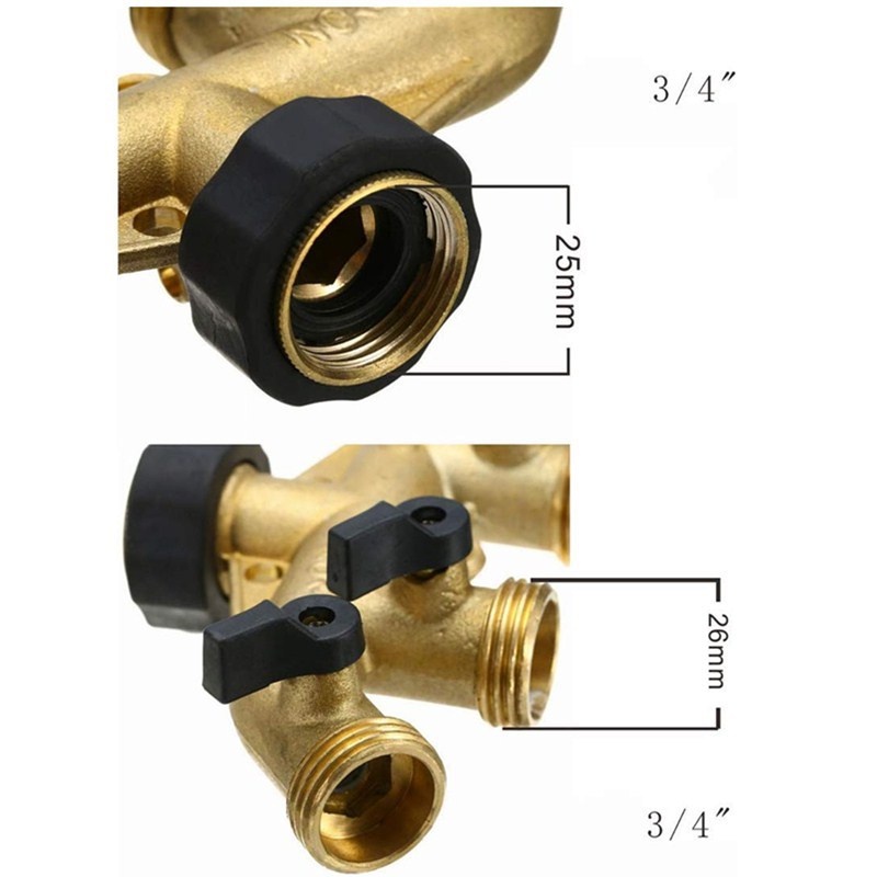 Đầu Chia Vòi Nước Hình Chữ Y Bằng Đồng 3/4" 2/4 Chiều Cho Sân Vườn