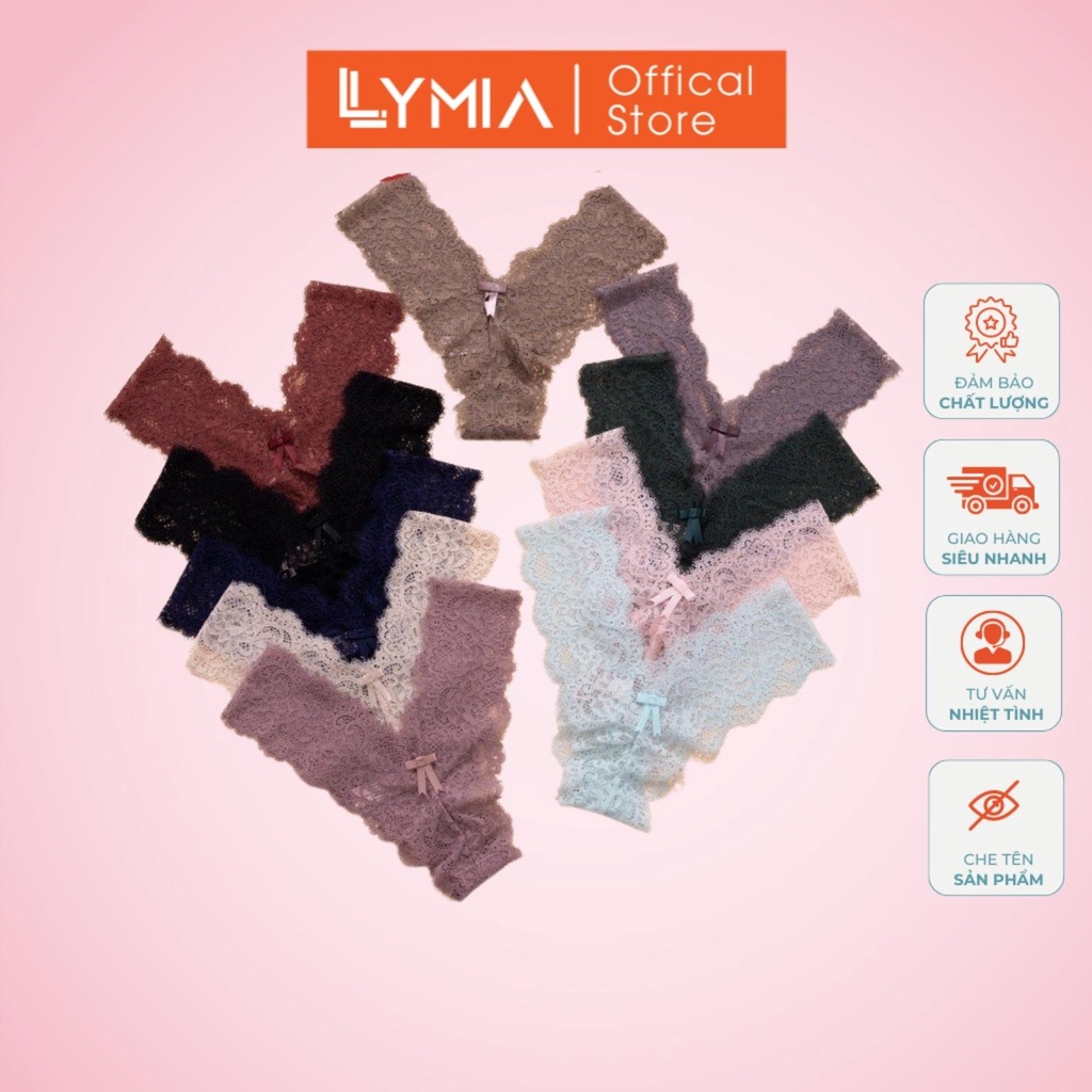 Quần lót ren nữ lọt khe chữ Y ren mềm mại hoạ tiết đính nơ nhỏ sexy quyến rũ 8003