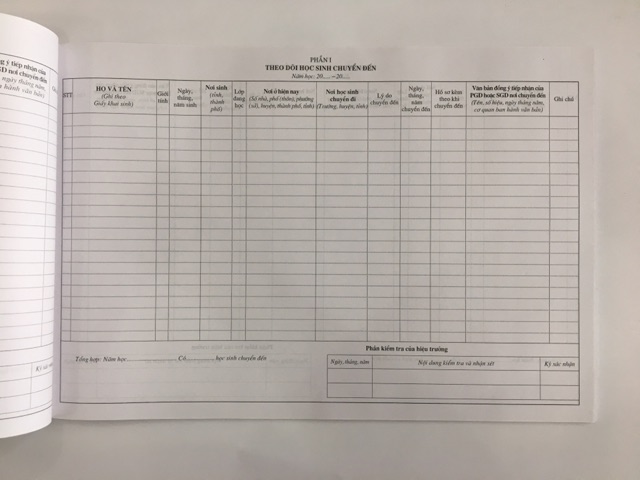 Sổ theo dõi học sinh chuyển đi chuyển đến
