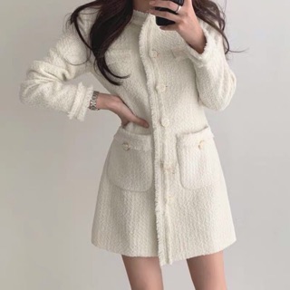 VÁY DẠ TWEED MÀU ĐEN, TRẮNG( kèm hình thật )