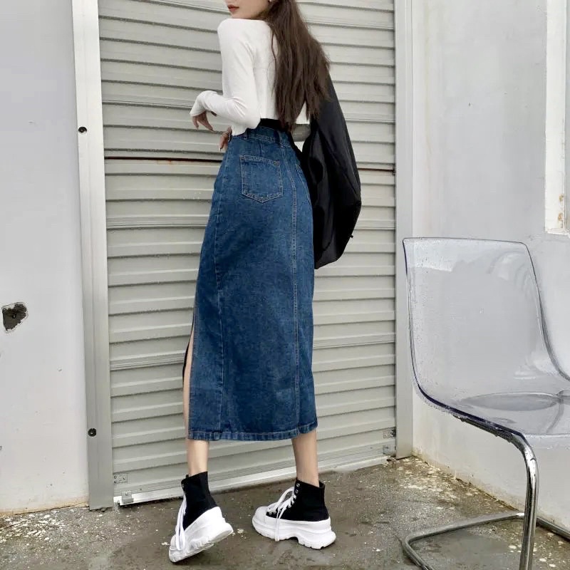 Chân Váy Jean xẻ tà siêu đẹp hàng Quảng Châu