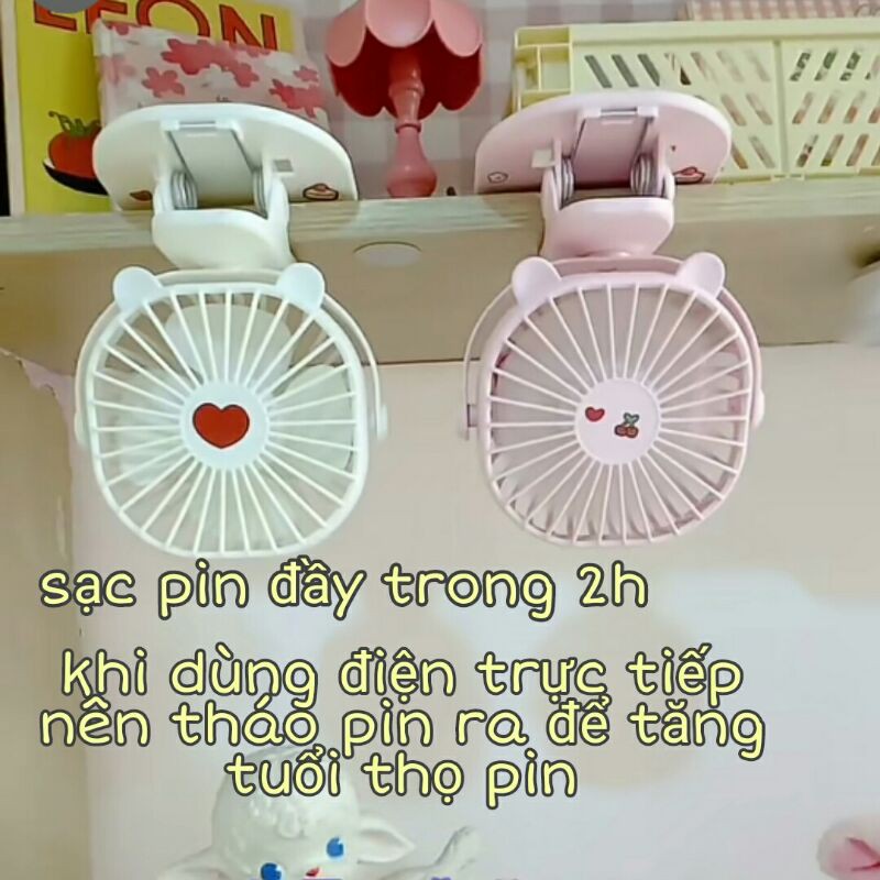 Quạt mini kẹp bàn pin sạc tích điện cho dân văn phòng, xe đẩy em bé | BigBuy360 - bigbuy360.vn