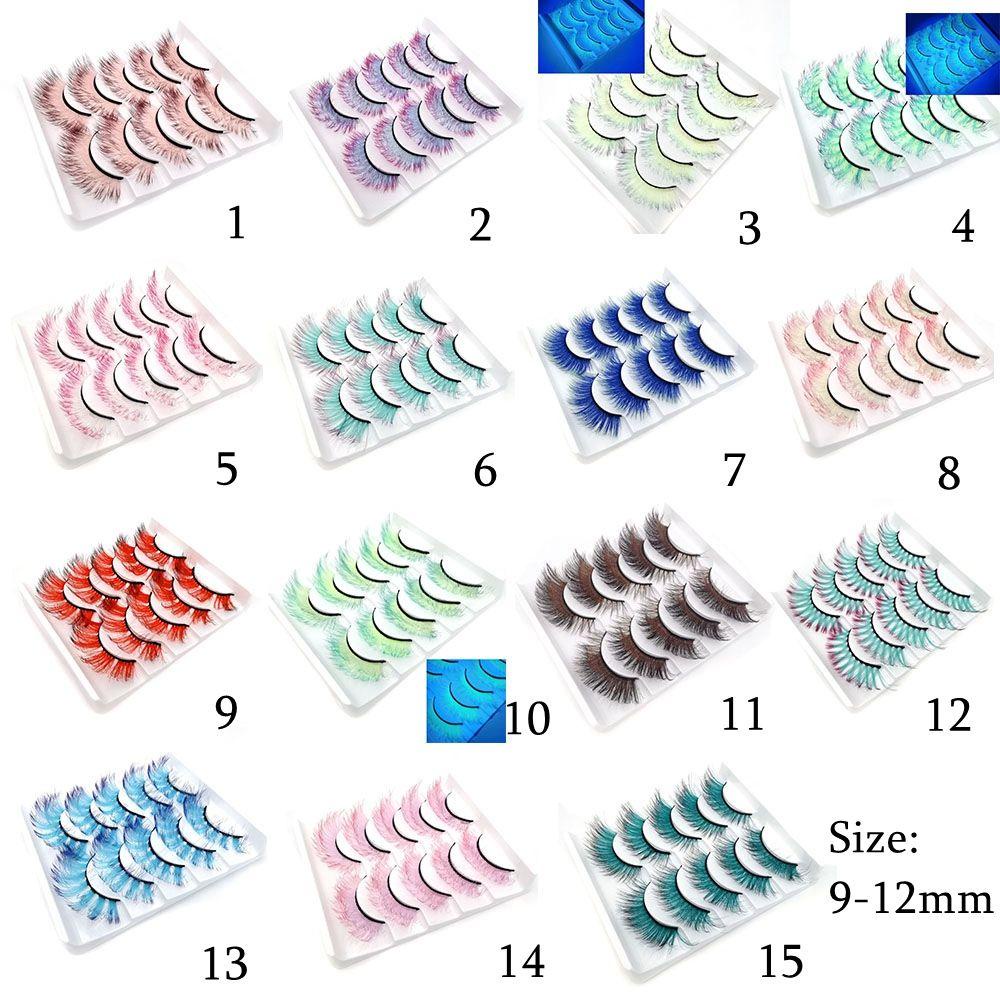 Set 5 Cặp Lông Mi Giả 3D Cong Dài Tự Nhiên Màu Sắc Gradient