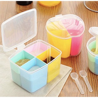 HỘP ĐỰNG GIA VỊ nhiều ngăn có nắp đậy kín