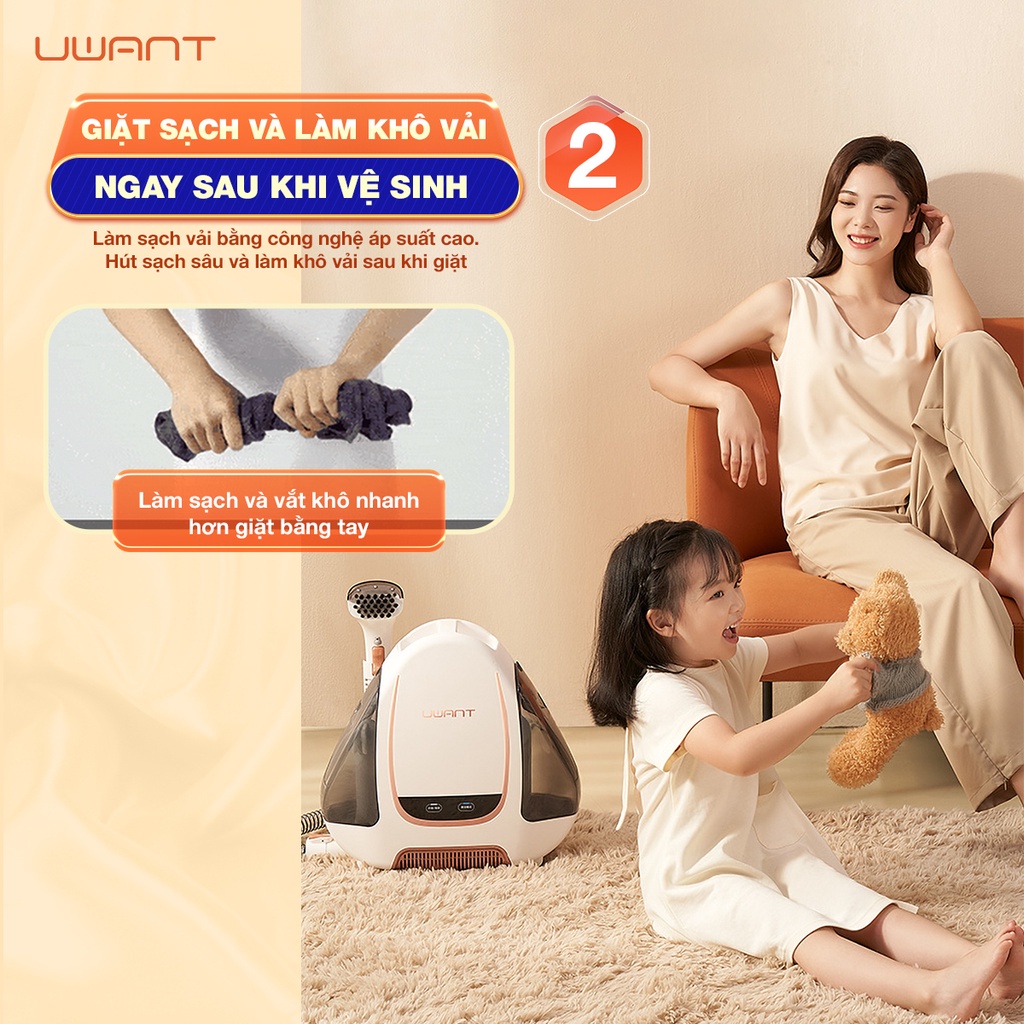 Máy giặt cầm tay Uwant B100 đa năng, di động chuyên dùng cho sofa, nệm, rèm, thảm, đánh bật mọi vết bẩn