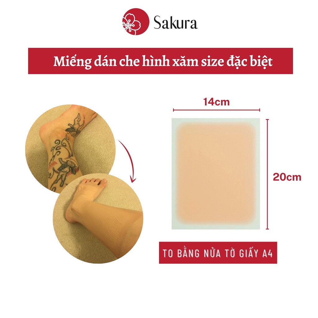 Miếng dán che hình xăm Japan Sakura siêu to 14x 20cm che khuyết điểm nhiều màu, chống nước, nhiều size