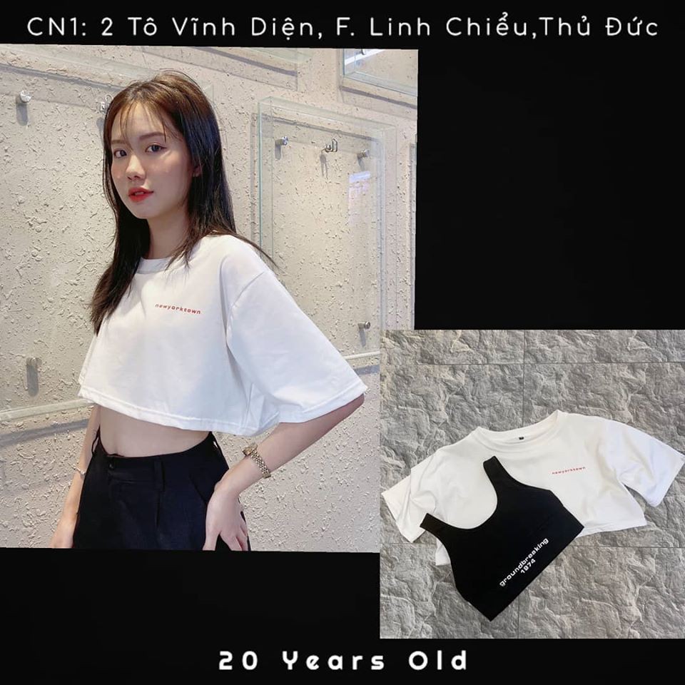 SET Áo Croptop mix áo ba lỗ YAYSHOP chất thun cotton cá tính (hình thật)