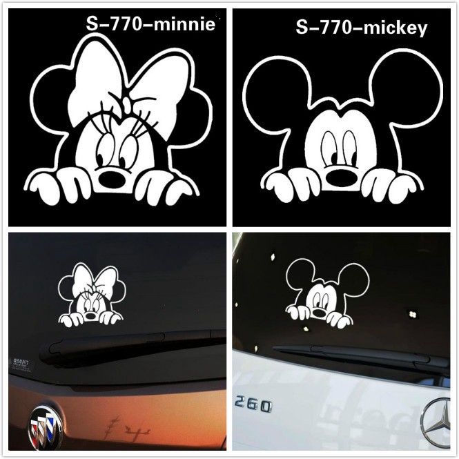 Sticker Dán Trang Trí Xe Hơi Hình Mickey Minnie