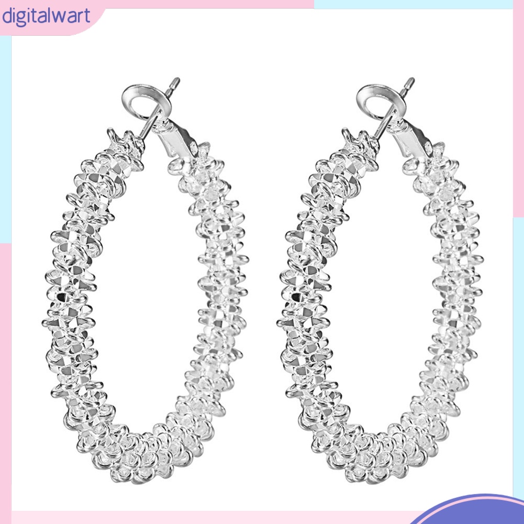 Đôi bông tai khoen tròn mạ bạc thời trang nữ