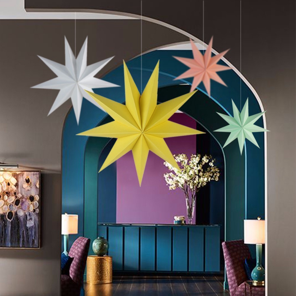 Bộ 2 đèn lồng giấy hình ngôi sao 3D trang trí nhà cửa/tiệc tùng/tiệc tùng/cây thông Noel dài 30cm 12"