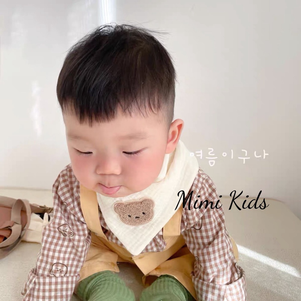 Khăn tam giác cho bé, yếm vải xô muslin mềm mịn phong cách Hàn Quốc dành cho bé Mimi Kids YC12