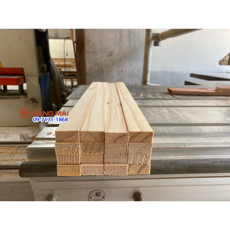 [MS99] Thanh gỗ thông 3cm x 1,5cm x dài 50cm + láng mịn 4 mặt