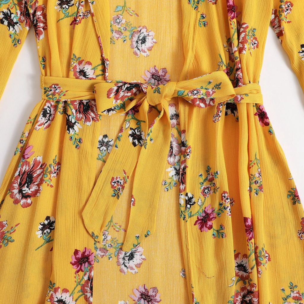Áo khoác ngoài kimono timinggg visco hoa Kami