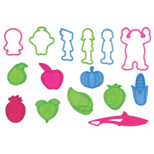 Bộ khuôn Doremon và rau củ quả chơi bột nặn đất nặn an toàn TEDU