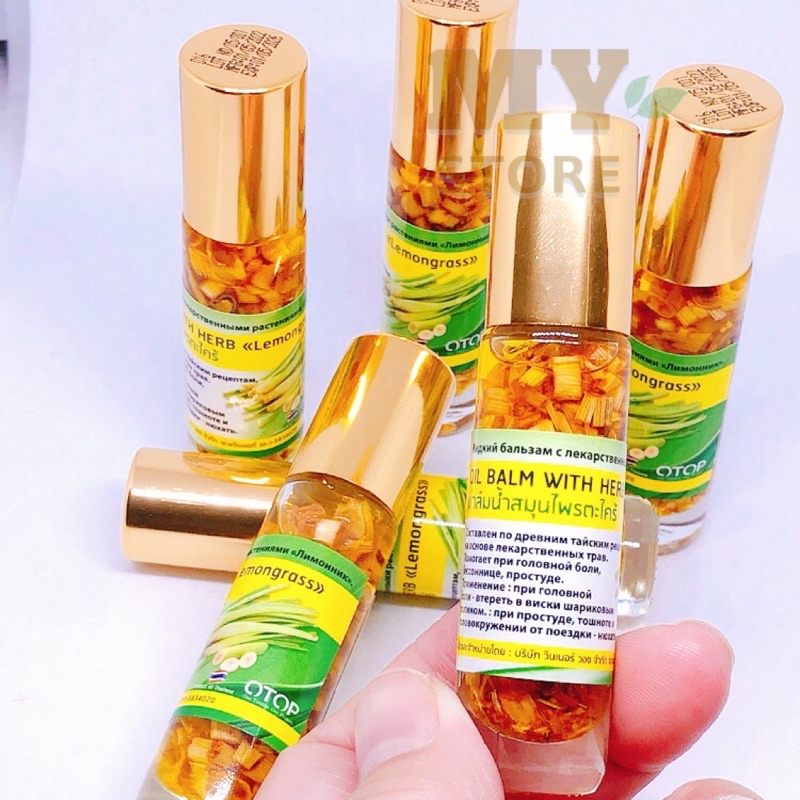 (Chính Hãng) Dầu Lăn Thảo Dược Otop Oil Balm With Herb- Hương Sả Thái Lan 8cc