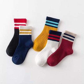Combo 10 đôi tất kẻ cổ cao cho bé từ 1 đến 15 tuổi.