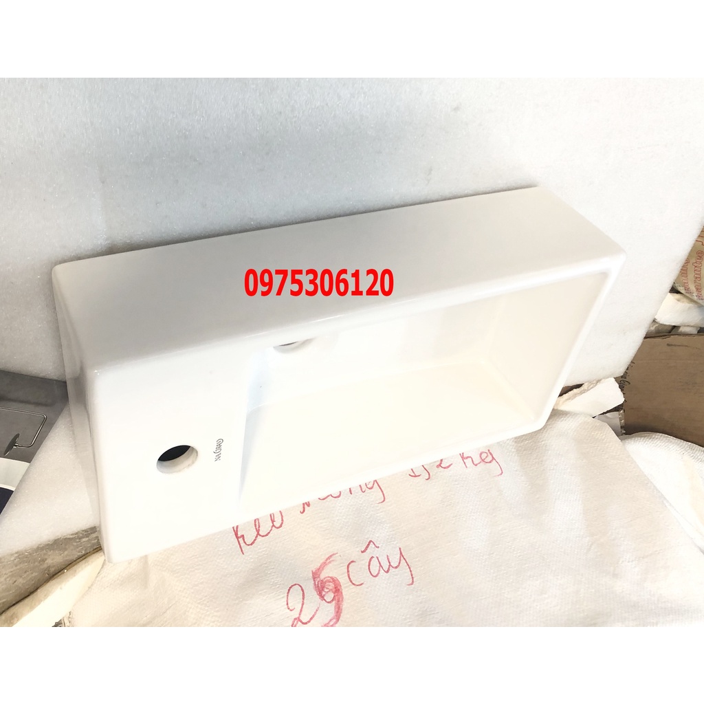 LAVABO MINI NHỎ Chậu rửa mặt lavabo chữ nhật treo tường hay đặt bàn 03NA 20x40cm, men NANO chống ố chống bám bẩn