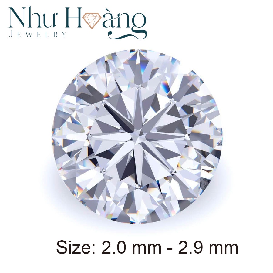 (Size 2mm - 2.9mm) Kim cương nhân tạo Moissanite Round 0.9mm Nước D, Độ Sạch FL, Kiểm Định C&amp;C, Tiêu Chuẩn U.S.A
