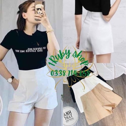 Quần Short Nữ Dáng A 🍀FRRESHIP🍀Quần Sooc Nữ Cạp Cao Tôn Dáng Vải Tuyết Mưa Cao Cấp