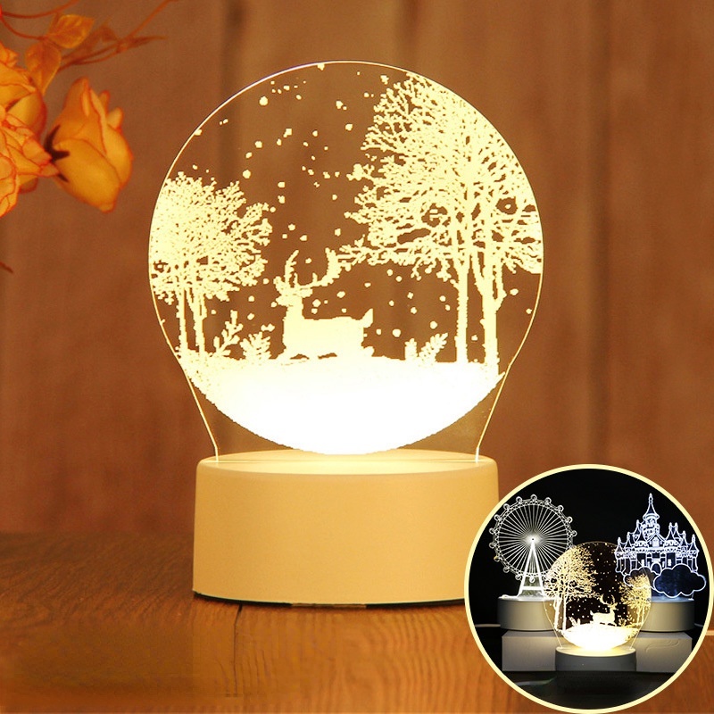 Đèn ngủ hình cây thông noel 3d cổng sạc usb tiện lợi trang trí phòng ngủ gia đình / tiệc tùng