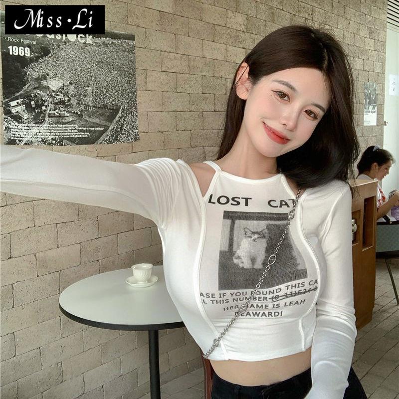 Áo Thun Tay Ngắn Dáng Ôm In Họa Tiết Thời Trang Mùa Thu Mới Cho Nữ