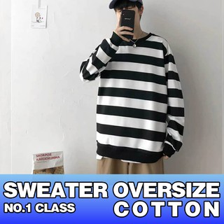 ÁO TAY DÀI NAM NỮ OVERSIZE SỌC TRẮNG ĐEN ULZZANG