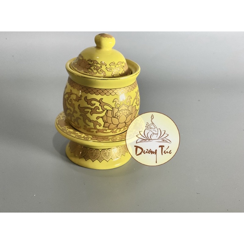 Đại Bi (Chung Có Nắp) Thờ Cúng Bằng Gốm Sứ Vàng