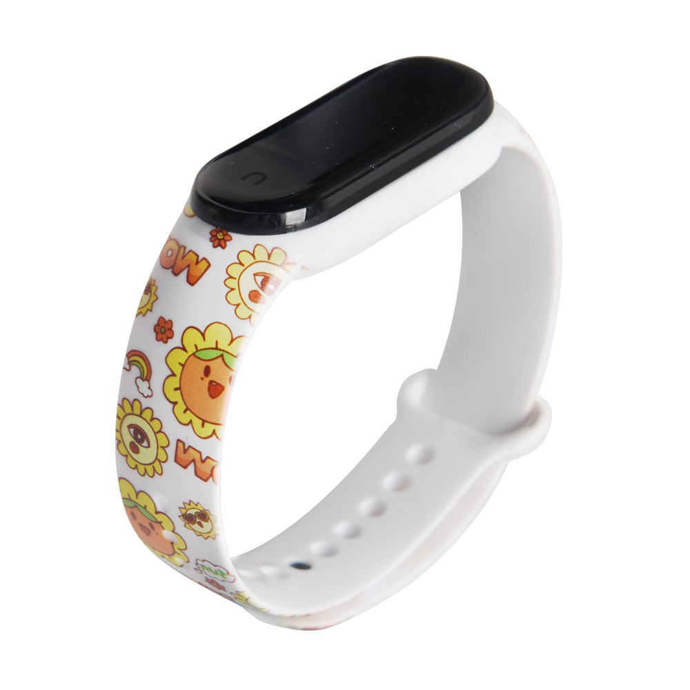 Dây đeo đồng hồ silicon hình hoa hướng dương dễ thương thay thế cho Xiaomi Mi Band 5 4 3