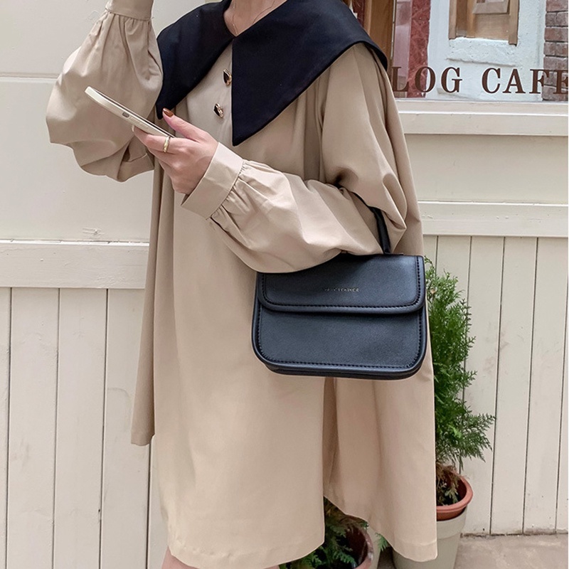 Túi Đeo Chéo Hình Vuông Nhỏ Màu Trơn Thời Trang Hàn Quốc Cho Nữ