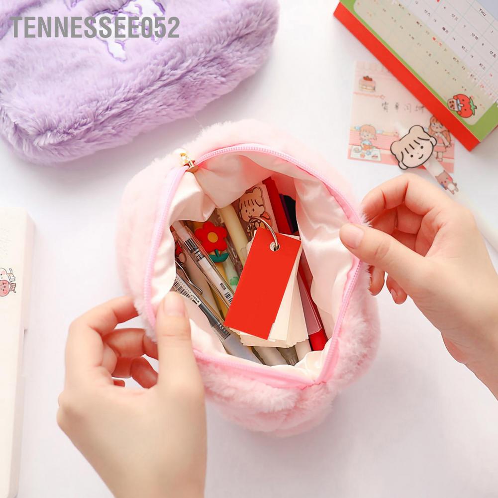 Tennessee052 Tennessee052 Túi trang điểm sang trọng Tổ chức mỹ phẩm Fluffy dễ thương Hộp đựng đồ vệ sinh di động có dây kéo cho bút chì du lịch