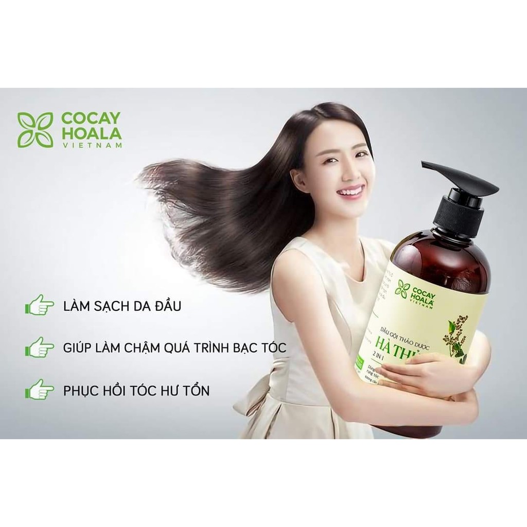 tt611 Dầu gội thảo dược Hà thủ ô ❤️FREESHIP❤️ trị bạc tóc CỎ CÂY HOA LÁ 300 ml