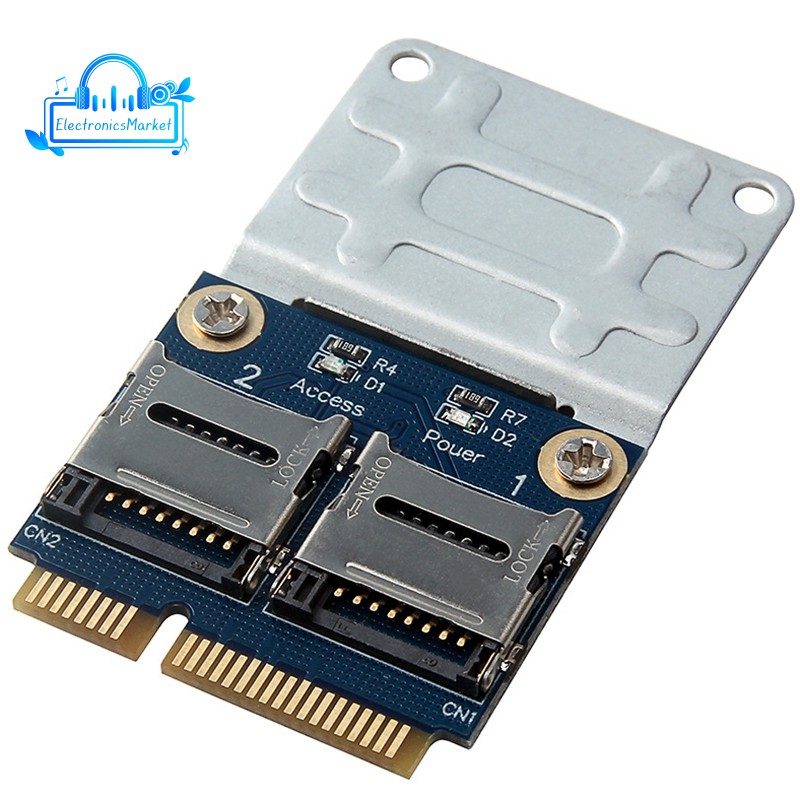 SSD HDD for Laptop Dual Micro- SD SDHC SDXC TF PCIe Memory Card Reader MPCIe to 2 Mini-Sdcards Mini Pci-E Adapter