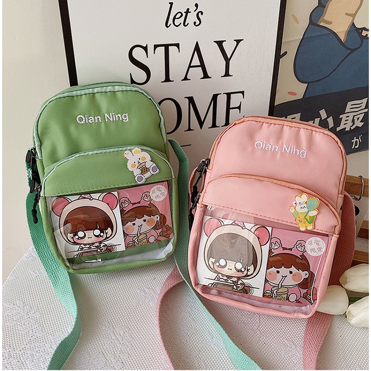 Túi chéo đeo vai nữ cute ngăn trong suốt đựng điện thoại đi chơi chụp ảnh xinh chống nước tiện lợi giá rẻ